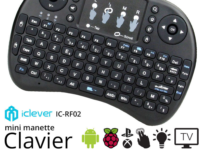 Rii mini i8 / iClever IC-RF02 - Clavier + manette pour votre Box