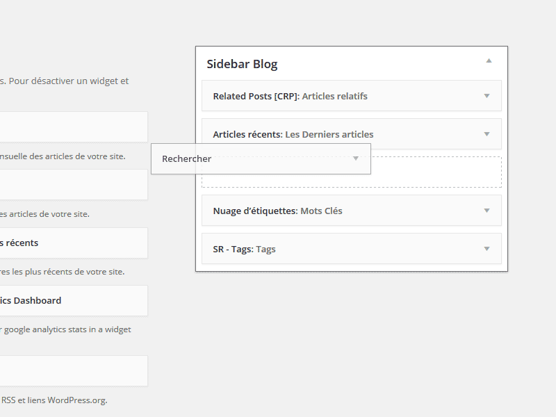 Ajout widget recherche dans une barre laterale site wordpress