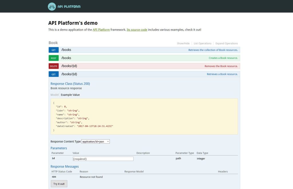 API Platform demo page